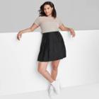Women's Plus Size Woven Tennis Mini A-line Skirt - Wild Fable Black