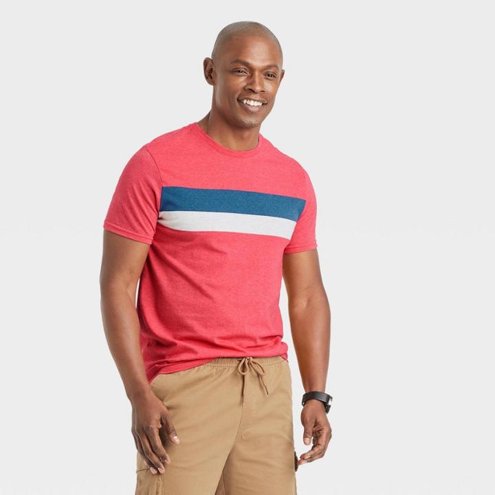 Men's Striped T-shirt - Goodfellow & Co Red/striped