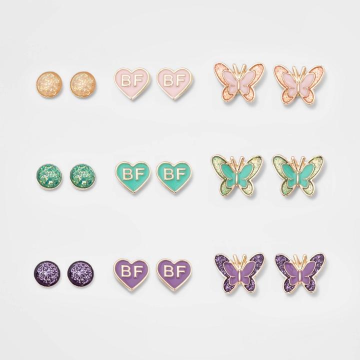 Girls' 9pk Bff Butterfly Earring Set - Cat & Jack,