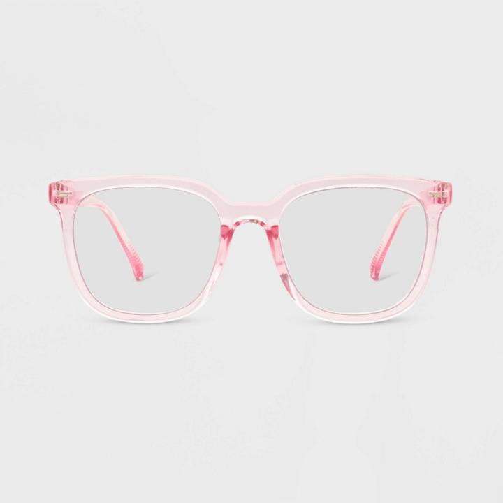 Women's Shiny Plastic Square Blue Light Filtering Reading Glasses - Universal Thread