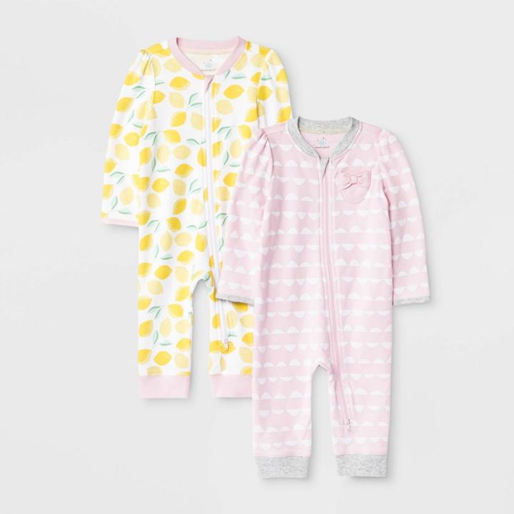 Baby Girls' 2pk Oh Honeybee Rompers - Cloud Island 3-6m, Girl's, Pink