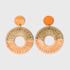 Shell Disc Post With Woven Raffia Drop Earrings - A New Day Blush Peach, Blush Pink