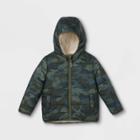 Toddler Boys' Camouflage Reversible Puffer Jacket - Cat & Jack Green