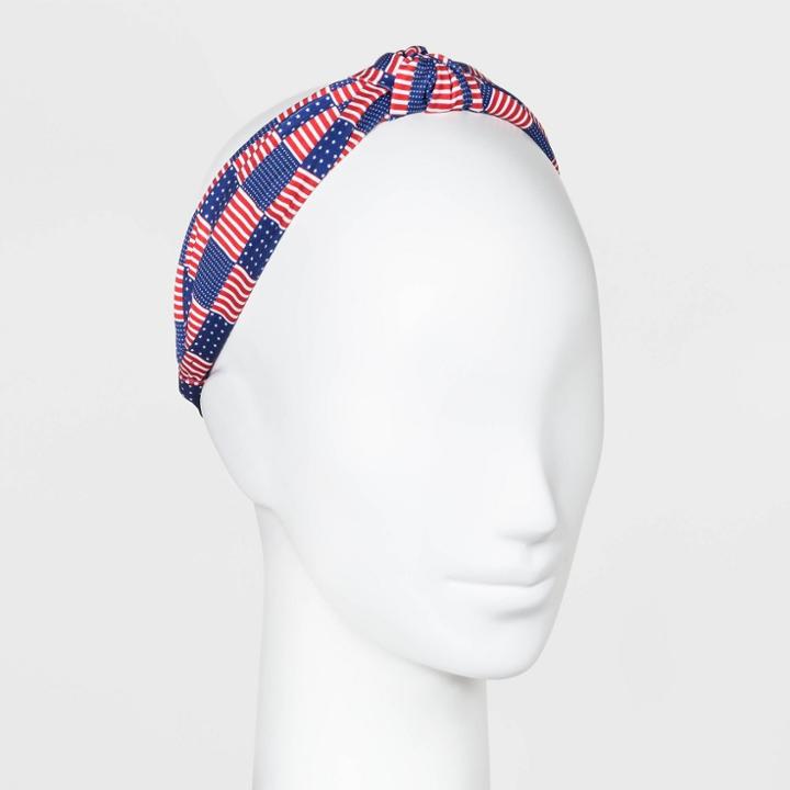 No Brand Americana Flag Print Knot Headband - Red/blue/white
