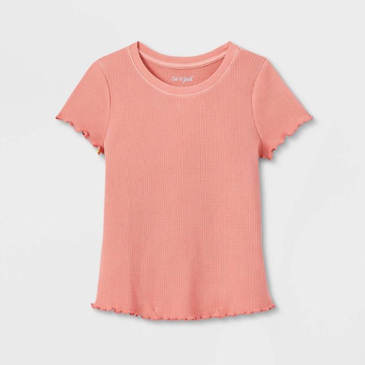 Girls' Short Sleeve Mini Waffle Shirt - Cat & Jack Rose Pink