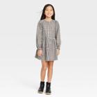 Girls' Long Sleeve Plaid Dress - Cat & Jack Cream