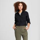 Women's Cropped Military Jacket - A New Day Black