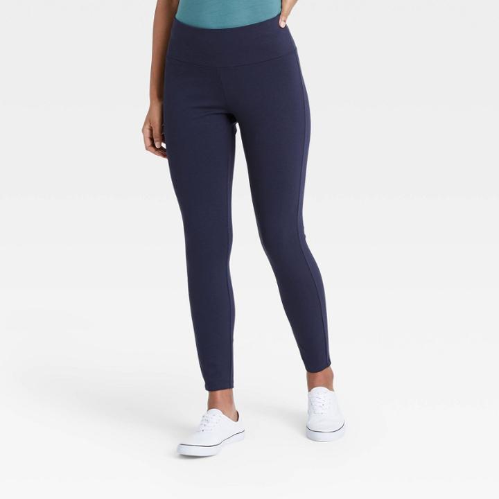 Women's High-waisted Ankle Length Leggings - A New Day Navy