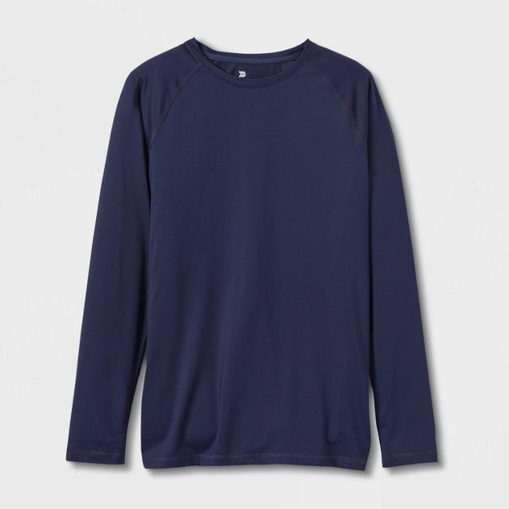 Boys' Quick Dry Upf 50+ Long Sleeve Swim T-shirt - All In Motion Navy Blue