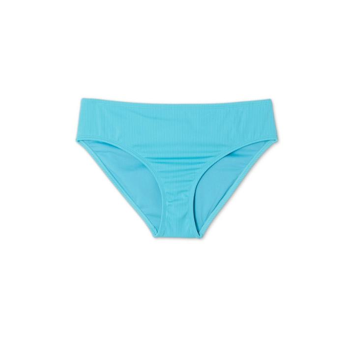 Women's Sustainably Made Plus Size Ribbed Hipster Bikini Bottom - Xhilaration Blue