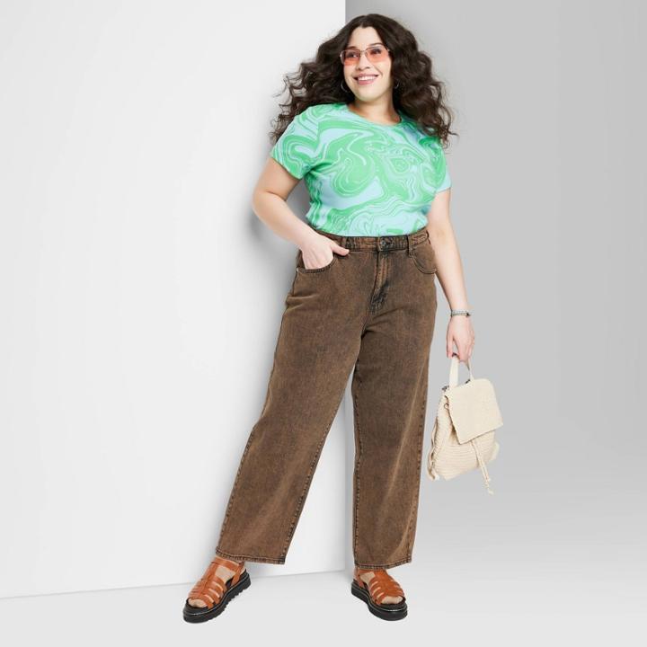 Women's Plus Size Super-high Rise Baggy Jeans - Wild Fable Brown Overdye