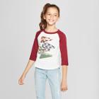 Girls' Harry Potter 3/4 Sleeve Raglan T-shirt - White/burgundy