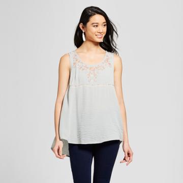 Women's Lace Cross Back Embroidered Tank - Knox Rose Mint