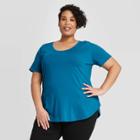 Women's Plus Size Short Sleeve Scoop Neck Relaxed T-shirt - Ava & Viv Teal 2x, Women's, Size: