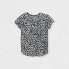 Girls' Animal Print Short Sleeve T-shirt - Harper & Elliott Charcoal Gray