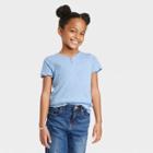 Girls' Short Sleeve Ribbed T-shirt - Cat & Jack Sky Blue