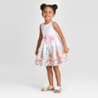 Zenzi Toddler Girls' Floral Border Dress - Ivory 12m, Toddler Girl's, Beige