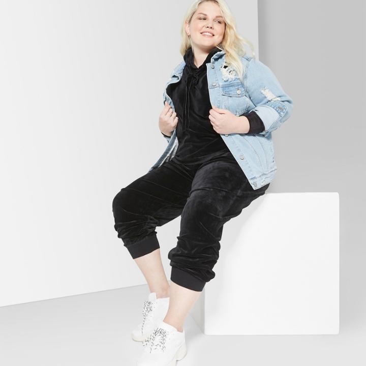 Women's Plus Size Velour Jogger Pants - Wild Fable Black