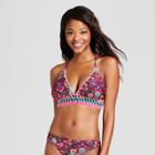 Women's Longline Triangle Bikini Top - Xhilaration Sangria Floral D/dd Cup, Red