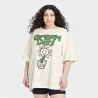 Women's Green Day Plus Size Short Sleeve Graphic T-shirt Dress - Cream