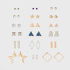 Star And Triangle Charms With Diamond Shape Hoops Earring Set 18ct - Wild Fable,