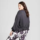 Plus Size Women's Plus Cozy Gathered Back Sweatshirt - Joylab Charcoal