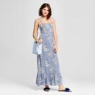 Women's Floral Print Smocked Tie Back Maxi Dress - Le Kate (juniors') Blue