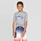 Petiteboys' Shark Print Short Sleeve Rash Guard - Cat & Jack Heather Gray L, Boy's,