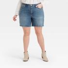Women's Plus Size Super-high Rise Bermuda Jean Shorts - Universal Thread Medium Blue