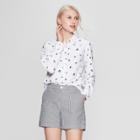 Women's Floral Print Long Sleeve Crepe Blouse - A New Day White