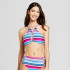 Vanilla Beach Women's Lace-up High Neck Bikini Top - L,