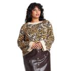Women's Plus Size Animal Print Crewneck Pullover Sweater - Rachel Comey X Target Cream