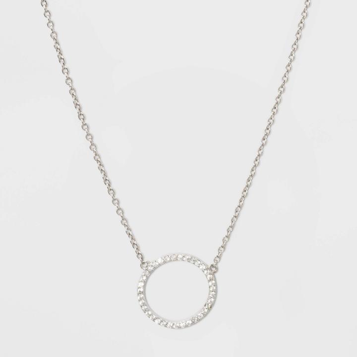 Sterling Silver Pave Cubic Zirconia Circle Necklace - A New Day