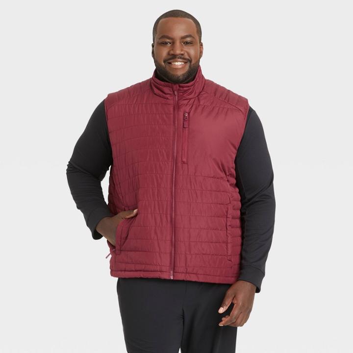 Men's Big & Tall Lightweight Puffer Vest - All In Motion Maroon