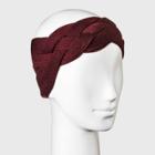 Women's Knit Braided Outerwear Headband - A New Day Burgundy (red)