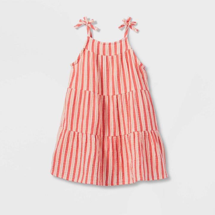 Toddler Girls' Striped Tiered Tank Top Dress - Cat & Jack Red