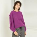 Women's Ruffle Sleeve Sweatshirt - A New Day Purple