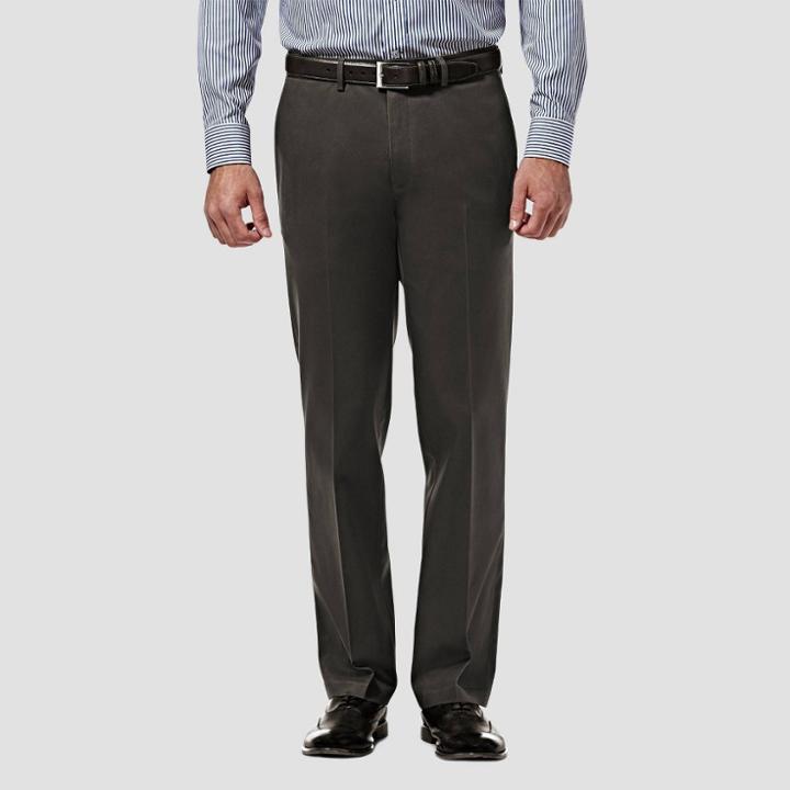 Haggar Men's Premium No Iron Straight Fit Flat Front Casual Pants - Dark Gray