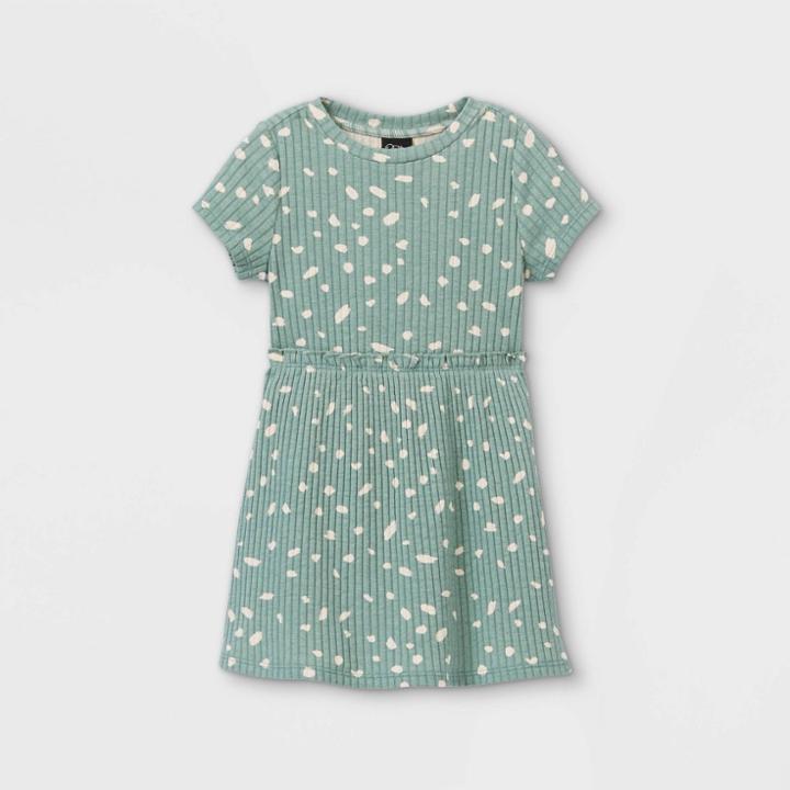 Toddler Girls' Ribbed Short Sleeve Dress - Art Class Light Green