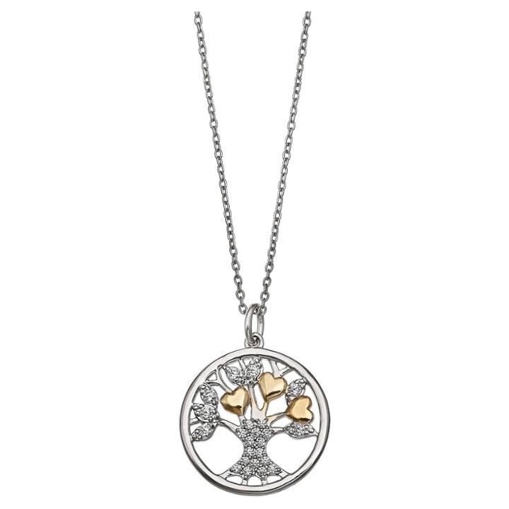 Target Women's Two Tone Round Family Tree Pendant In Sterling Silver - Gold/gray