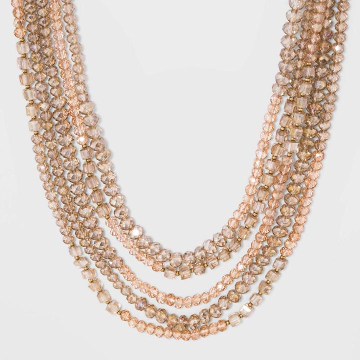Glass Beaded Necklace - A New Day Gold, Women's, Orange Gold