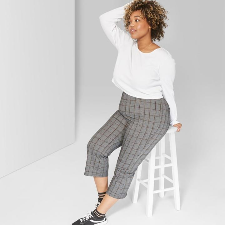 Women's Plus Size Long Sleeve Crew Neck Fitted T-shirt - Wild Fable Fresh White