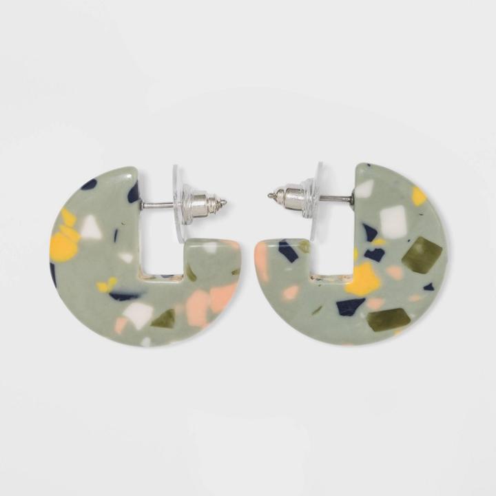 Semi Precious Hoop Earrings - Universal Thread Green, Women's