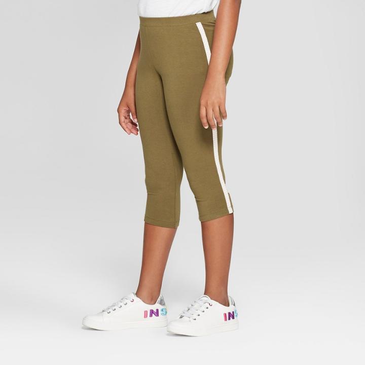 Girls' Capri Leggings - Cat & Jack Olive, Size: