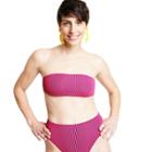 Women's Two-tone Pucker Bandeau Bikini Top - Tabitha Brown For Target Pink/black D/dd Cup