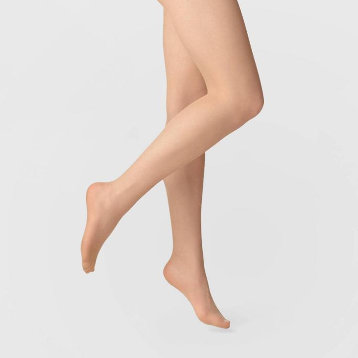 Women's 20d Sheer High Waist Control Top Tights - A New Day Honey Beige S/m, Women's, Size: