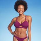 Women's Knot-front Crepe Textured Bikini Top - Shade & Shore Acai D/dd Cup
