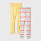 Girls' Adaptive 2pk Leggings - Cat & Jack Yellow/cream