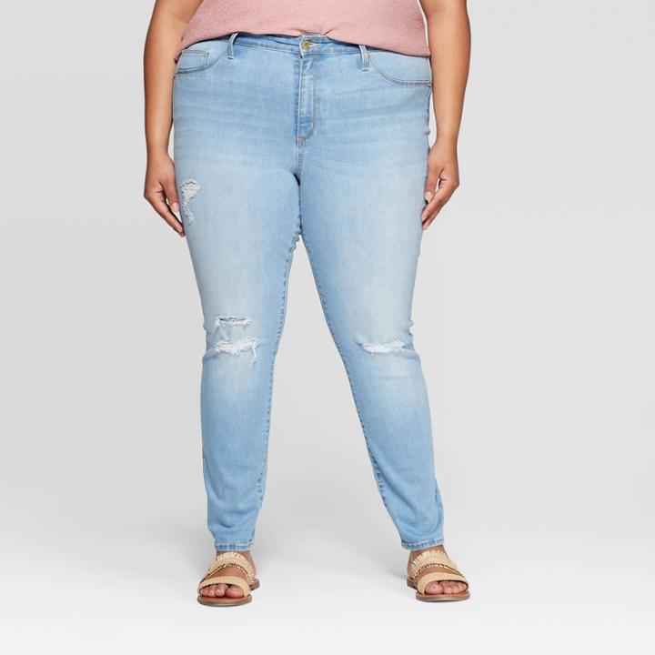 Target Women's Plus Size Mid-rise Distressed Jeggings - Universal Thread Blue