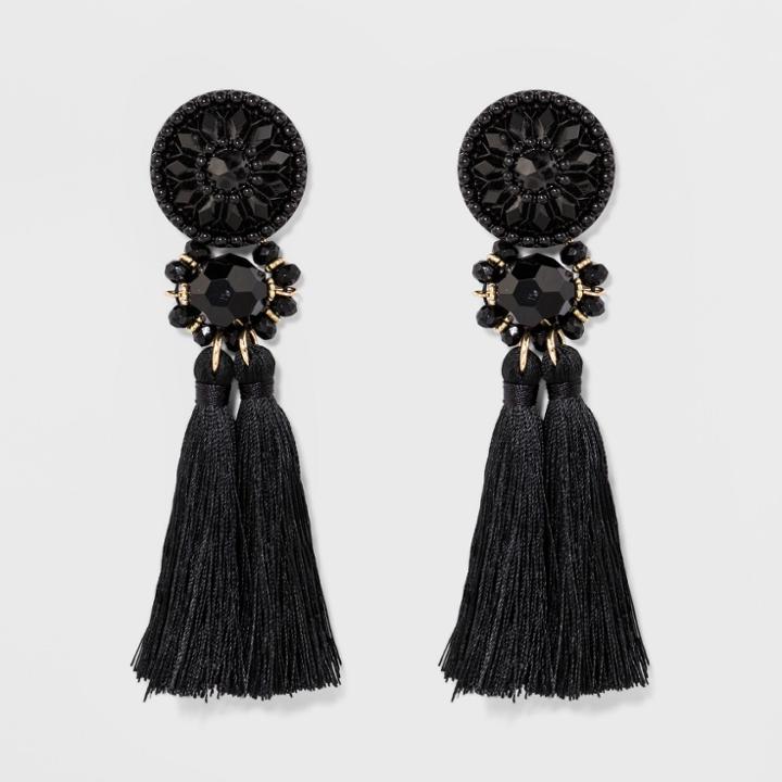 Target Fashion Drop Earring With Tassel - Black,